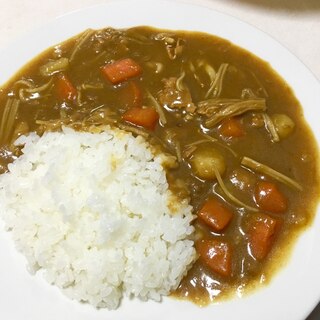 圧力鍋で時短！お肉少なめえのきたっぷりカレー♡